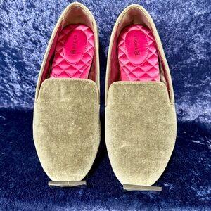 Birdies The Starling Womens Size-7.5 Silver Velvet‎ Cushion Lining Slip On Flats